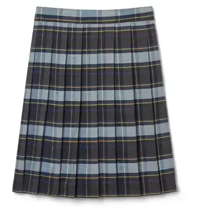 Skirt (Plaid Pleated) — Blue & Gold Plaid