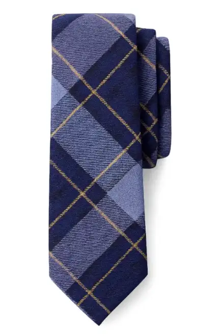 Tie — Navy & Gold Plaid